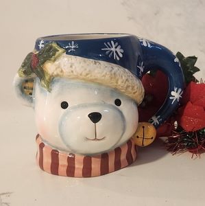 🎄🎁 CHRISTMAS SANTA POLAR BEAR 🐻‍❄️ CERAMIC PLANTER 🪴